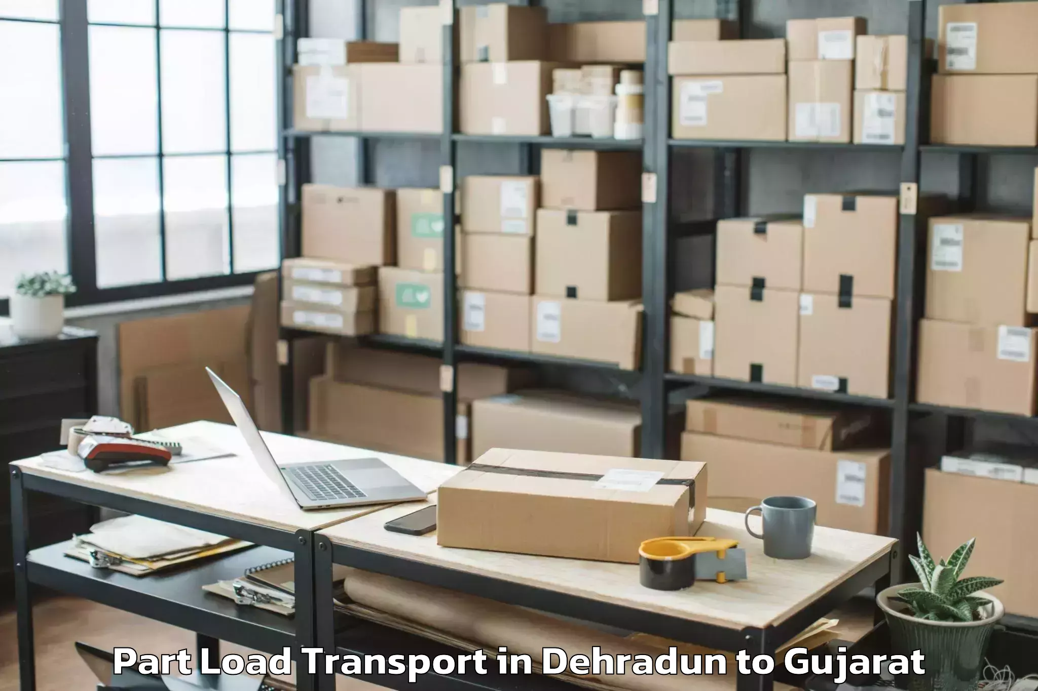 Book Dehradun to Jodiya Bandar Part Load Transport Online